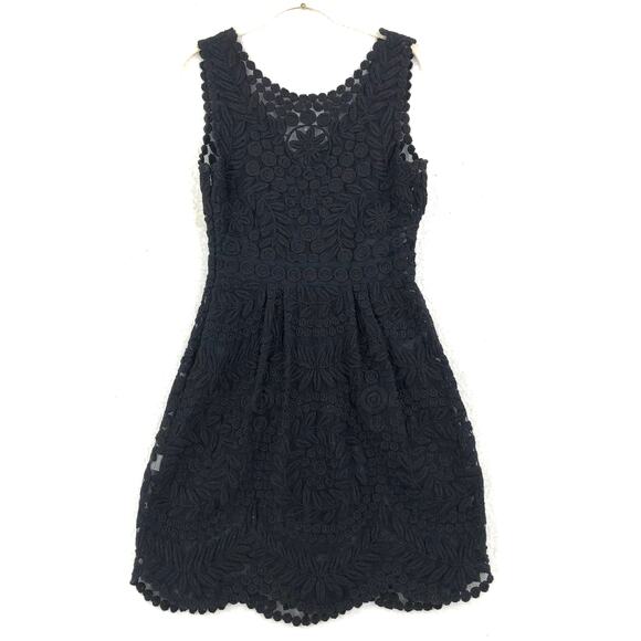 Baraschi Womens Dress 2 Black Silk Floral Lace Sheath Sleeveless Tailored Mini - Picture 7 of 8
